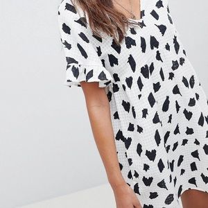 ASOS White Black Spotted Shift Dress